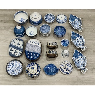 Gốm nhật - chén lam, đĩa men lam/ chén chấm