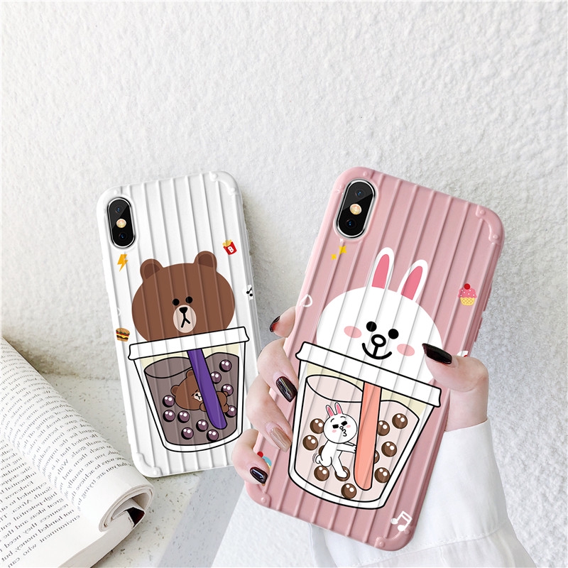 Ốp lưng silicone hình gấu và thỏ cho iPhone 6 6s 7 8 6plus 8plus XR X XS XSMax 11 11pro Max Rabbit bear Soft Case | BigBuy360 - bigbuy360.vn