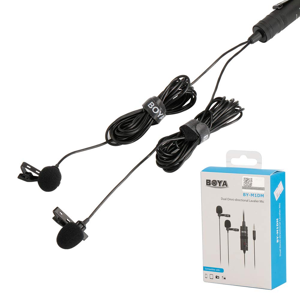 BOYA BY-M1DM micro đôi gài áo cho 2 người dùng cho điện thoại, máy ảnh, máy quay