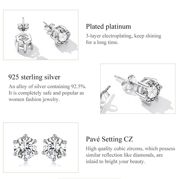 Bông tai BAMOER bằng bạc 925 thời trang cho nữ