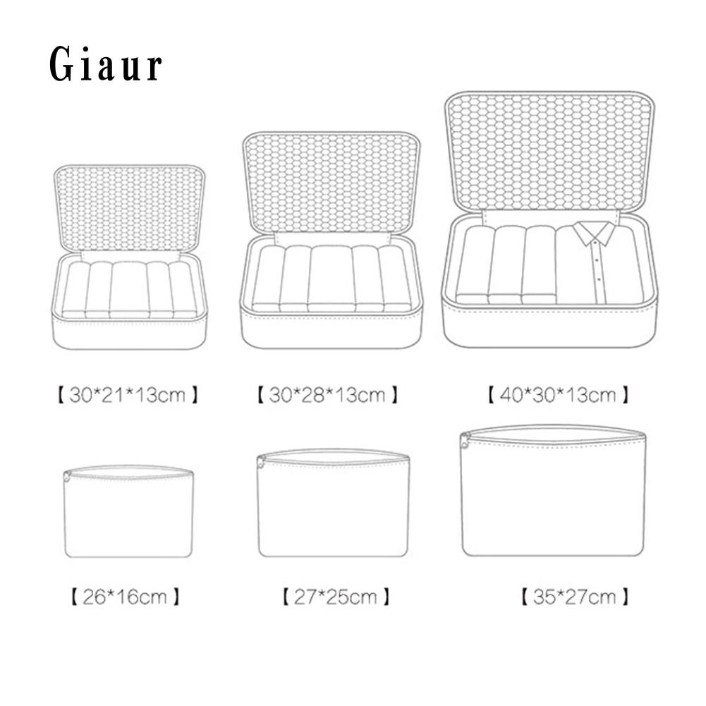 Set 6 túi đựng đồ đa năng bằng vải oxford nhiều kích cỡ thiết kế đẹp mắt tiện dụng