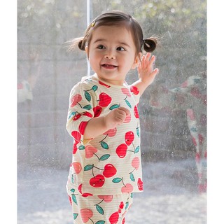 Quần áo trẻ em - Bộ ngủ cotton giấy cho bé Cordii Hàn Quốc - Cherry