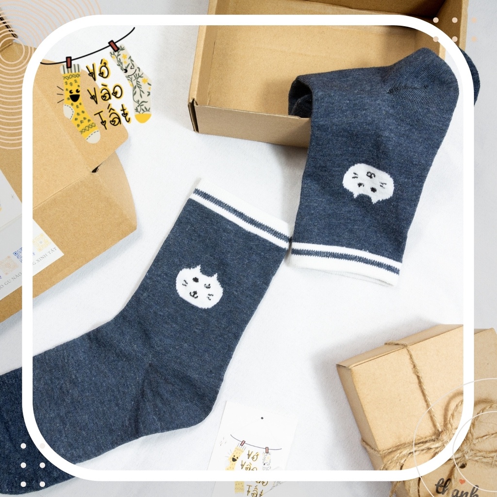 TẤT VỚ CỔ CAO MÈO XÁM CÓ TAI