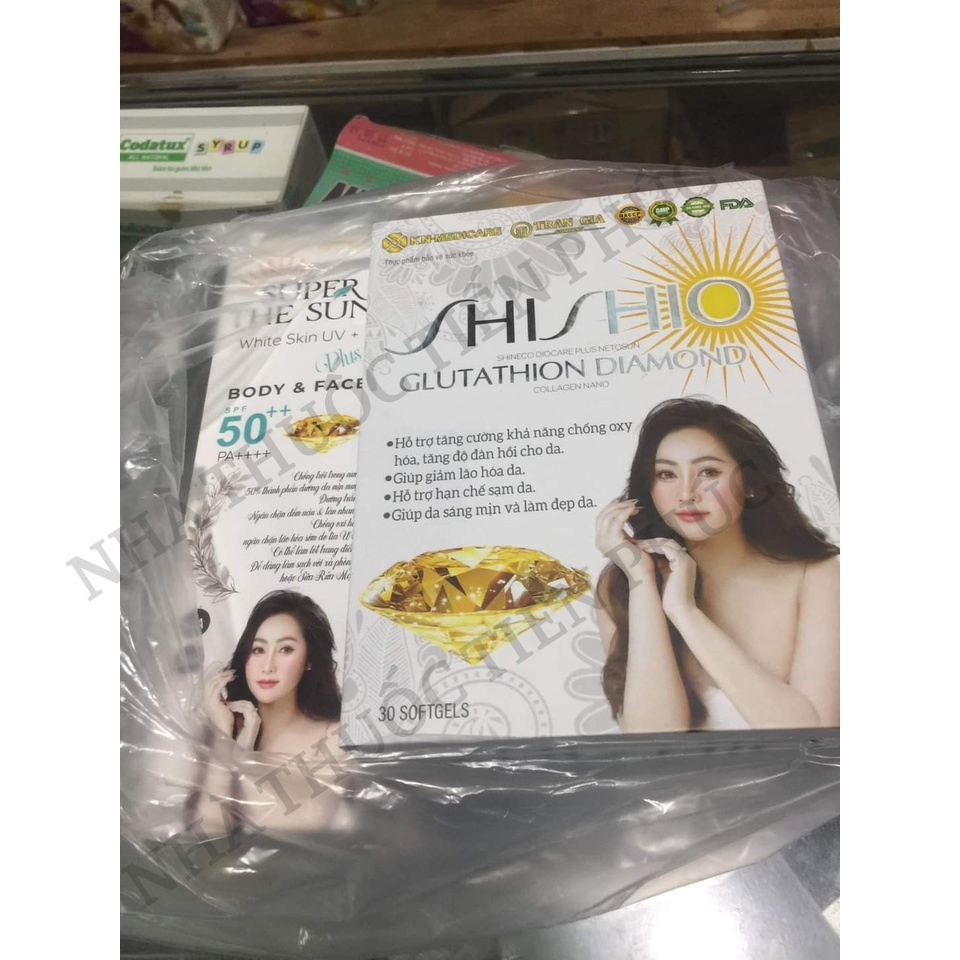Viên uống Chống Nắng trắng da SHISHIO Glutathione diamond - Giúp da sáng mịn, làm đẹp da Hộp 30 viên