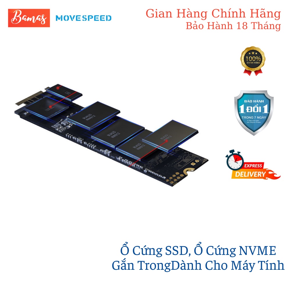 Ổ Cứng SSD MOVESPPED NVME M.2@PCle3.0 x 4 Dung Lượng 256GB - Sử Dụng Chip 3D NAND Cao Cấp - Tốc Độ Đọc 2800MB/S