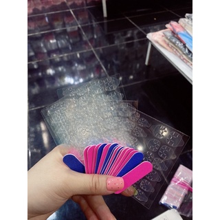 COMBO dũa kèm dán móng silicone vỉ 24 miếng