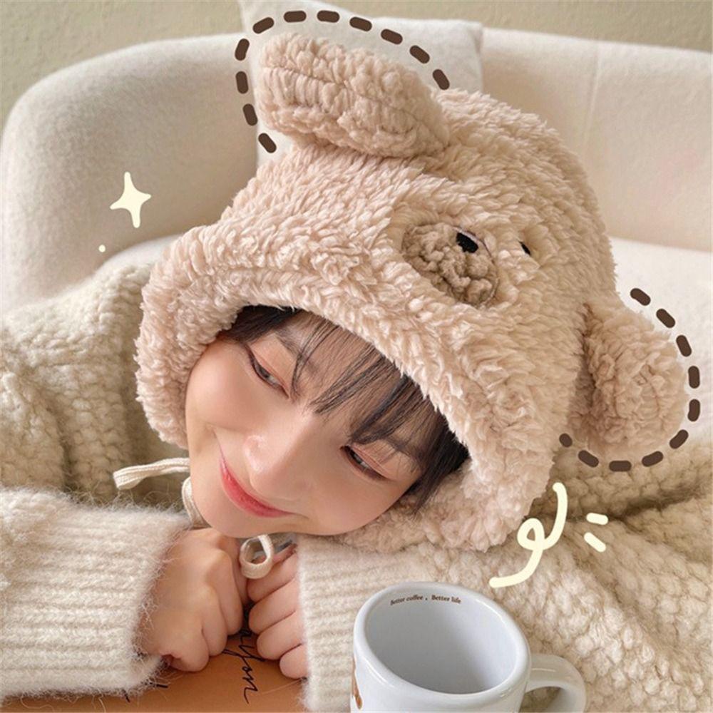Mũ Beanies Tai Gấu Giữ Ấm Mùa Đông