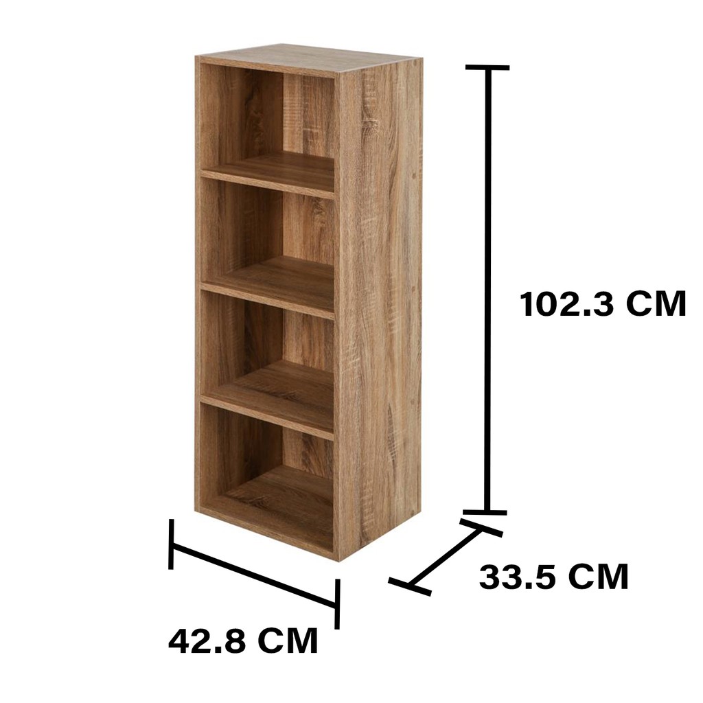 (Hỗ trợ 50K phí vận chuyển) HomeBase FURDINI Kệ gỗ đầu giường 4 tầng Thái Lan 39x30x104.8CM màu gỗ sồi