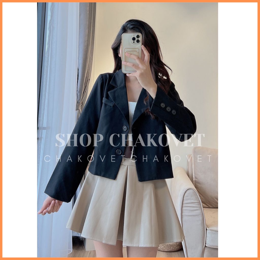 Áo Blazer dáng ngắn phong cách Vintage A8466 Áo Vest dài tay dáng lửng cao cấp thời trang công sở thanh lịch siêu đẹp