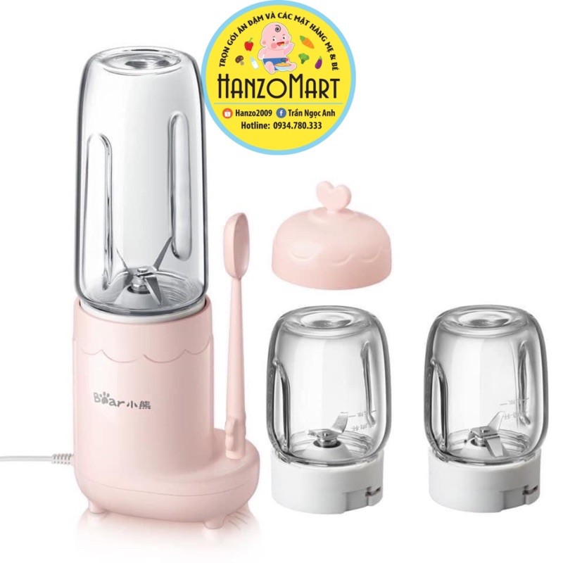 Máy xay đa năng 3 cối Bear ăn dặm cối thuỷ tinh