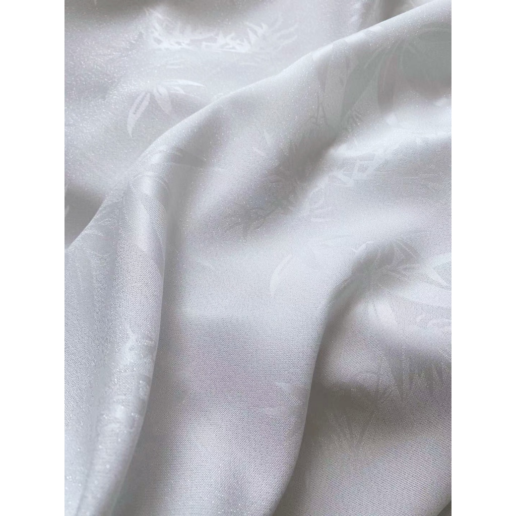 Woven Silver Silk Flower Silk Bamboo Leaf Silk Jacquard Fabric Silk Fabric Hanfu Cheongsam Hollow Silk Fabric Woven Gold