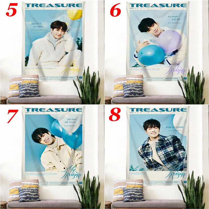 TREASURE  Thảm Treo Tường Bằng Polyester Có Kẹp Phong Cách Hàn Quốc Trang Trí Nhà Cửa
