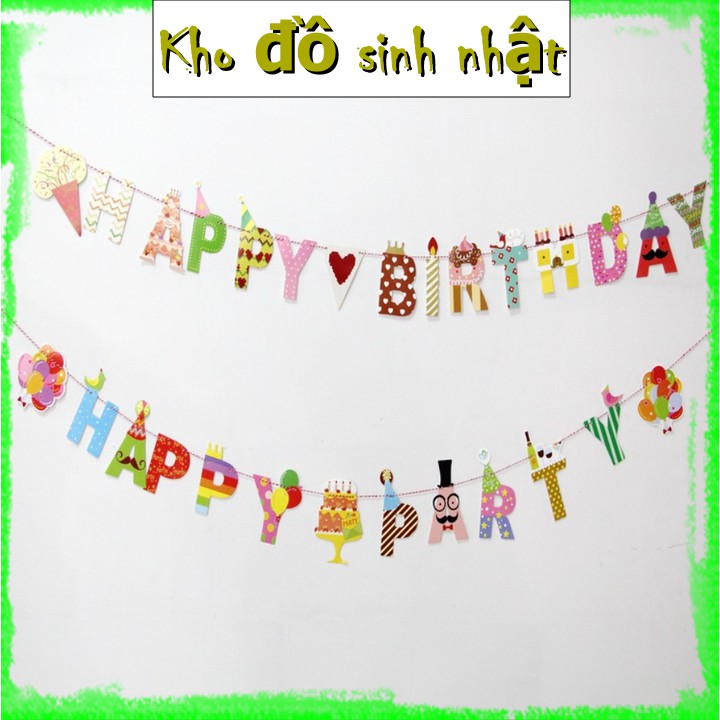 Dây chữ trang trí sinh nhật bố cục phim hoạt hình -dài 3M, dây treo chữ Happy Birthday trang trí tiệc