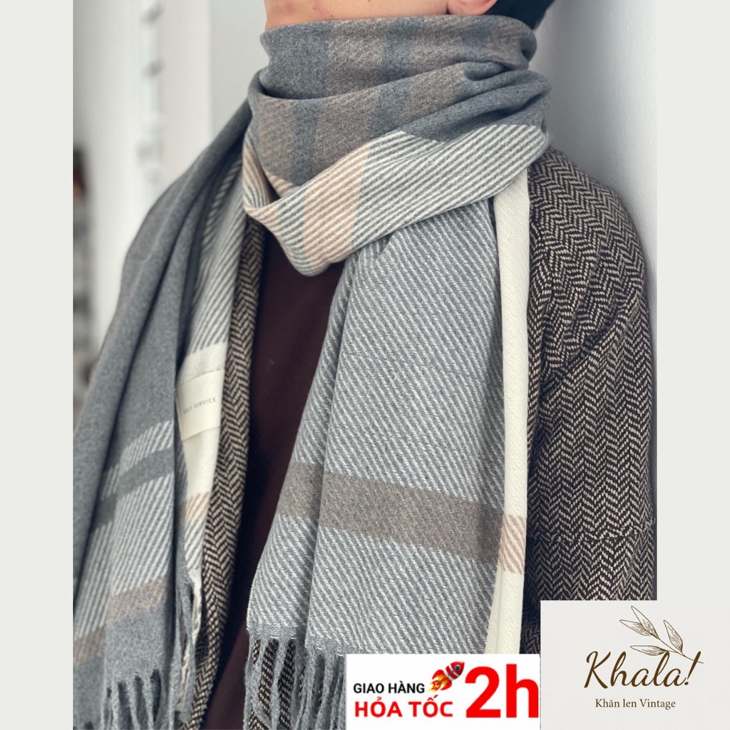 Khăn len nữ màu ghi kiểu dáng thanh lịch trang nhã - KHĂN LEN KHALA - K17