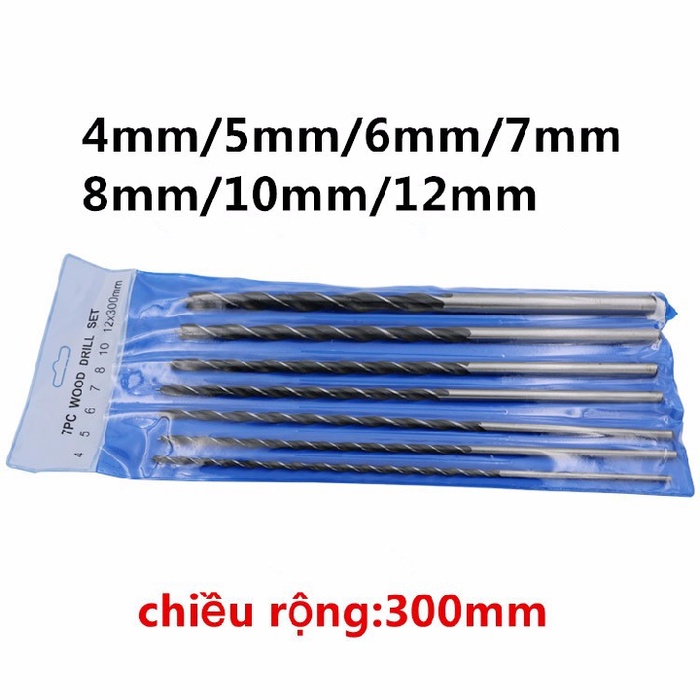 Bộ 7 mũi khoan gỗ dài 300mm