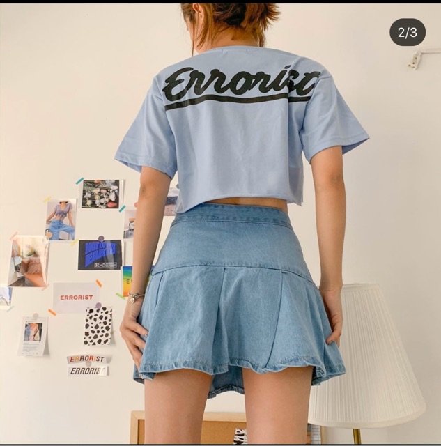 Áo ERORIST logo croptop xanh baby/ xanh neon/ đỏ/đen/tím