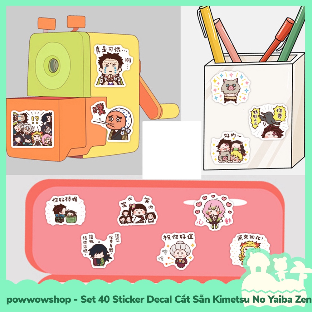 [Sẵn VN - Hỏa Tốc] Set 40 Sticker Mini Decal Dán Trang Trí Vật Dụng Mẫu Kimetsu No Yaiba The Days Of Zenitsu