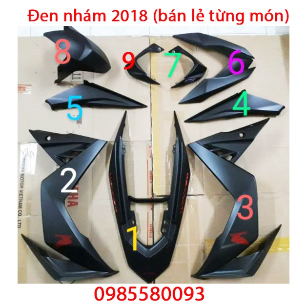 Dàn áo Winner V1 đen nhám đời 2018 Zin chính hãng Honda