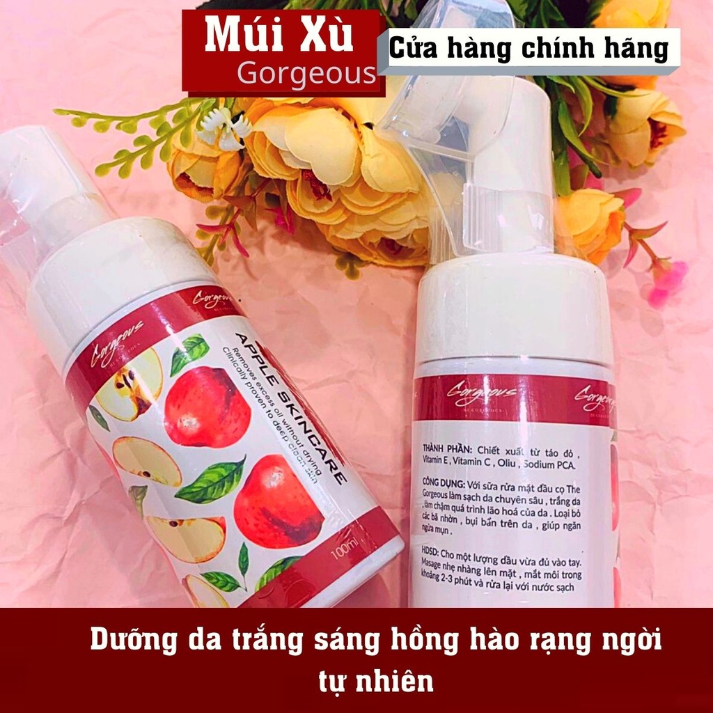 Sữa Rửa Mặt Táo Đỏ Apple Skincare Đầu Cọ Tạo Bọt Giúp Sạch Mụn,Sạch Da 100ml