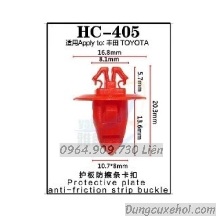 Bộ 20 đinh tán, chốt vít nở vit Nhựa Loại 1 cho xe hơi ô tô toyota Nhựa Nylon Polyme AHC405