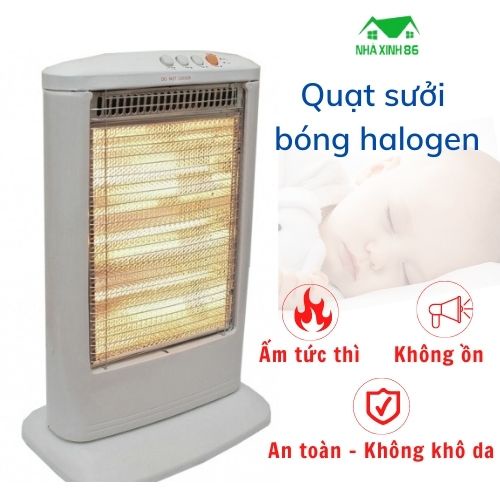 Quạt sưởi cho bé 2 bóng làm ấm nhanh, tự ngắt an toàn, điều chỉnh nhiệt 2 mức l Quạt sưởi cho bé không làm khô da bé