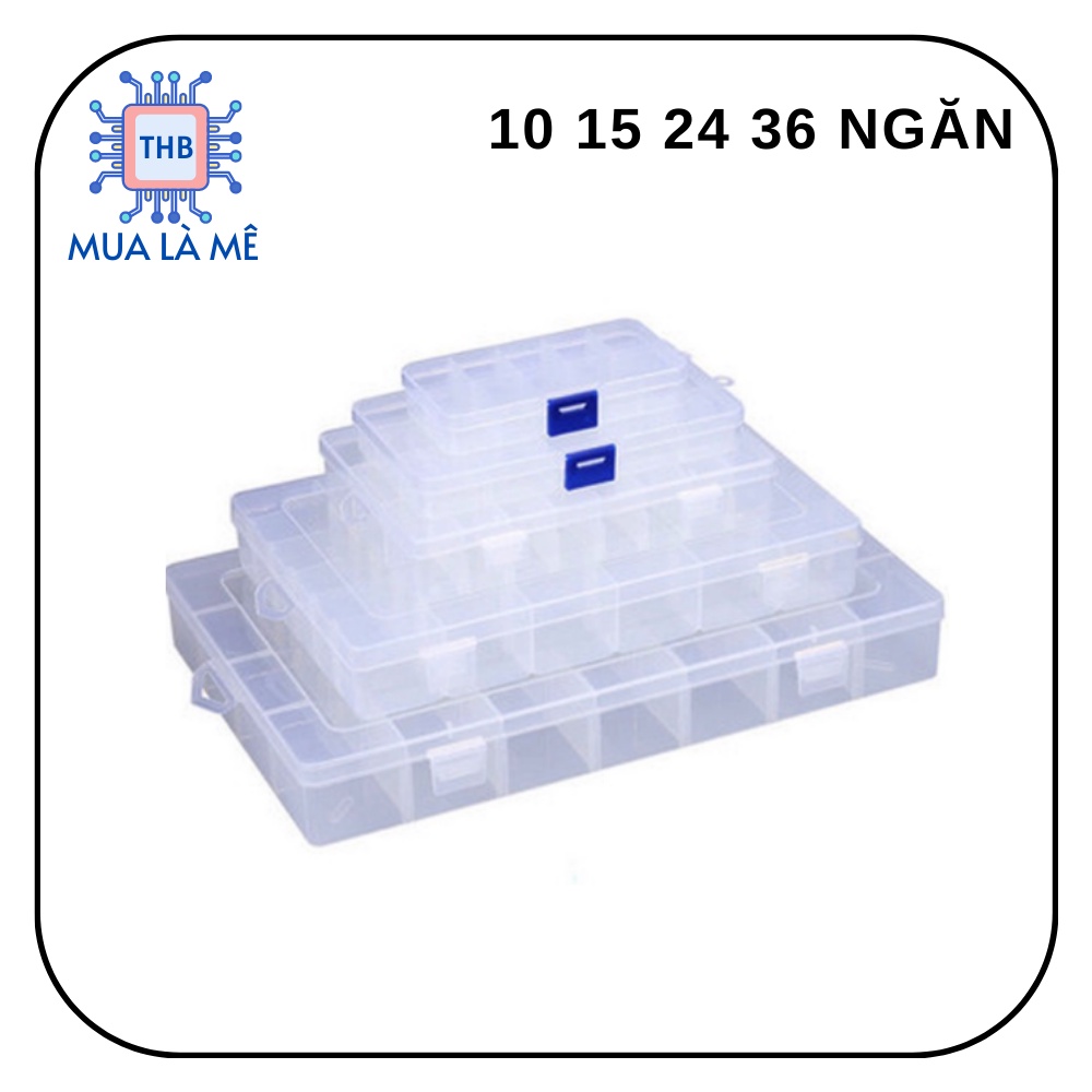 Hộp đựng linh kiện, trang sức 10 15 24 36 ngăn chất lượng cao.