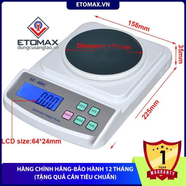 Cân tiểu ly để bàn 500g x 0.01g SF-400C,chính xác tơi 1% gram, tặng kèm hộp chắn gió