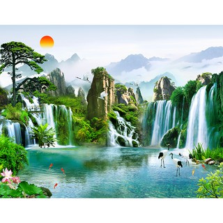 Tranh dán tường hd tùng hạc diên niên hud0407 kim sa
