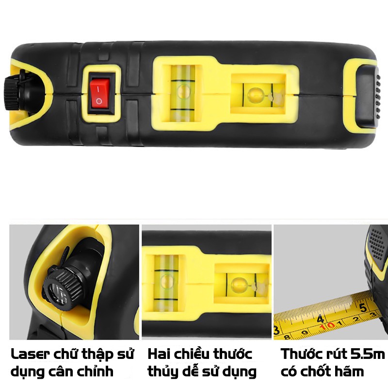 Thước Thủy Livo Laser Đa Năng VITO Cân Mực Laser Có Thước Rút 5.5M Bỏ Túi