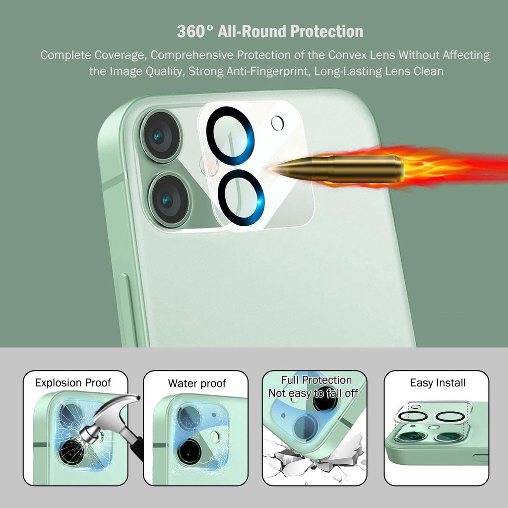 Kính Cường Lực 3d 9h Bảo Vệ Camera Chống Trầy Cho 12 Pro / Pro Max