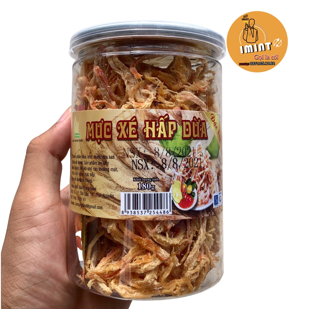 Mực hấp nước dừa xé sợi 200g kèm tương ớt loại mực xé sợi đậm vị ngọt thơm ngon Ăn vặt IMINT FOOD