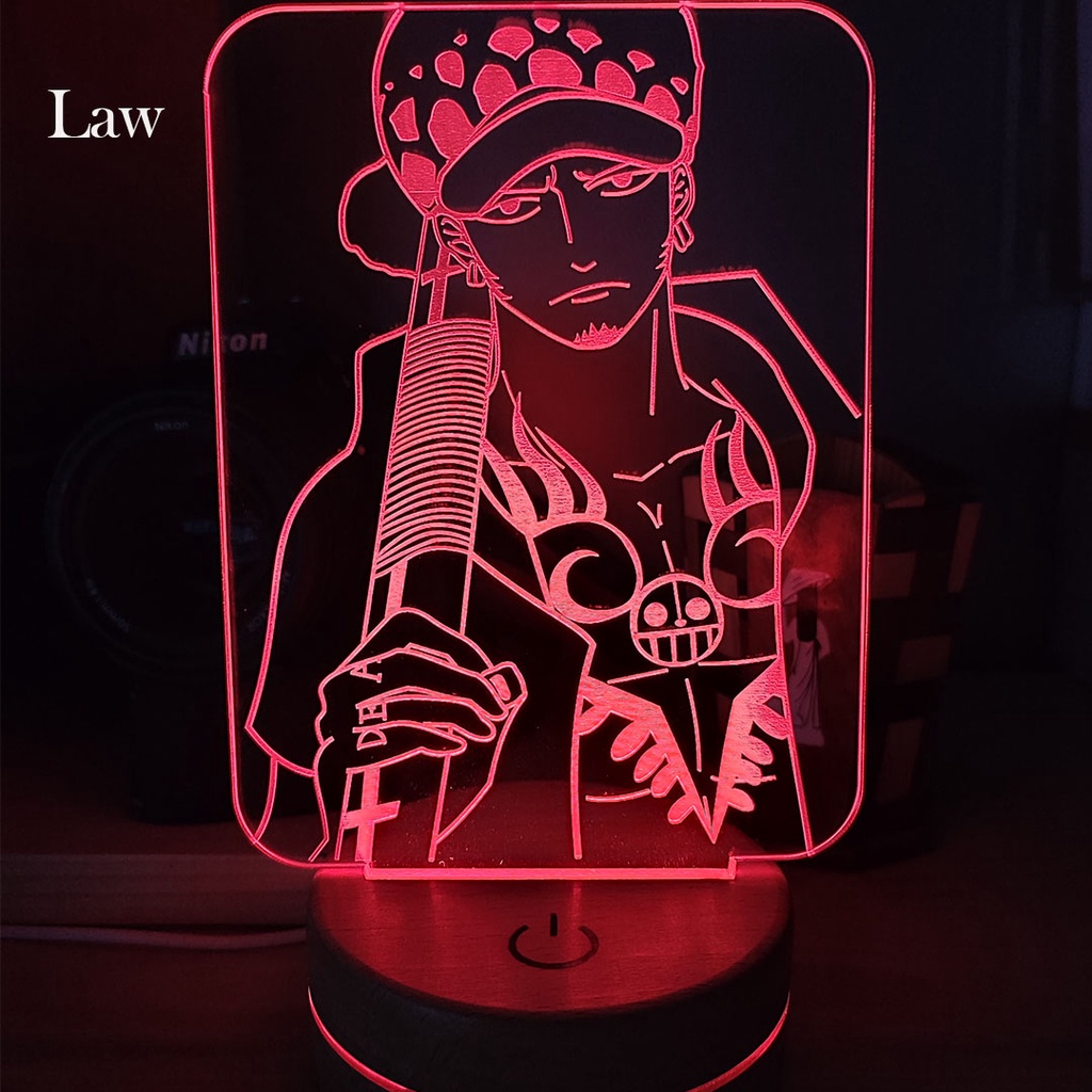 Đèn Led Anime Law One Piece  Đèn Led 16 Màu Hình Nhân Vật Hoạt Hình, Đèn Ngủ Led 3d, Cảm Ứng , Điều Khiển Từ Xa