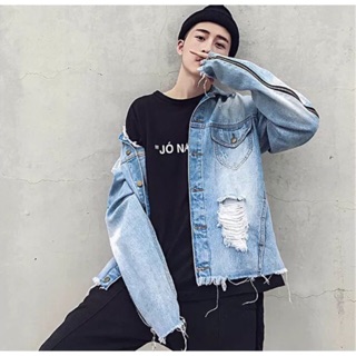 ÁO KHOÁC JEAN UNISEX NAM NỮ ZIP TAY