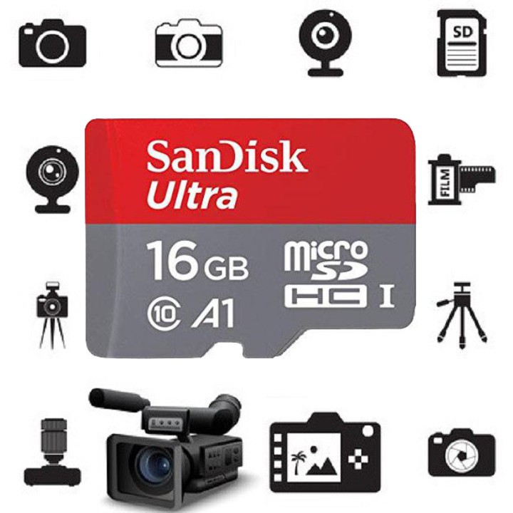 Thẻ nhớ MicroSD SanDisk 16GB – Bảo hành 5 năm – CHÍNH HÃNG – Kèm Adapter
