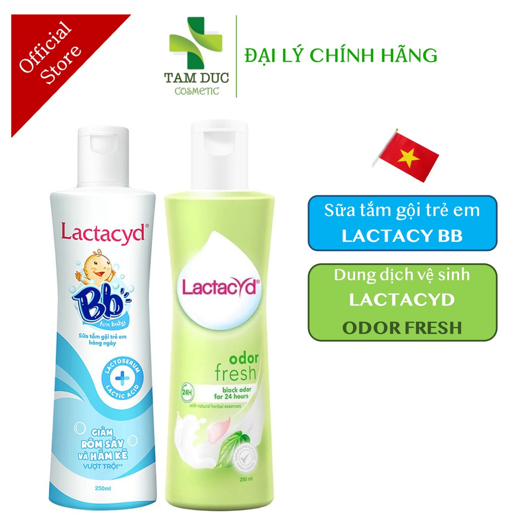 Bộ sản phẩm DDVS Phụ nữ Lactacyd Odor Fresh 250ml + Sữa tắm gội trẻ em Lactacyd BB 250ml