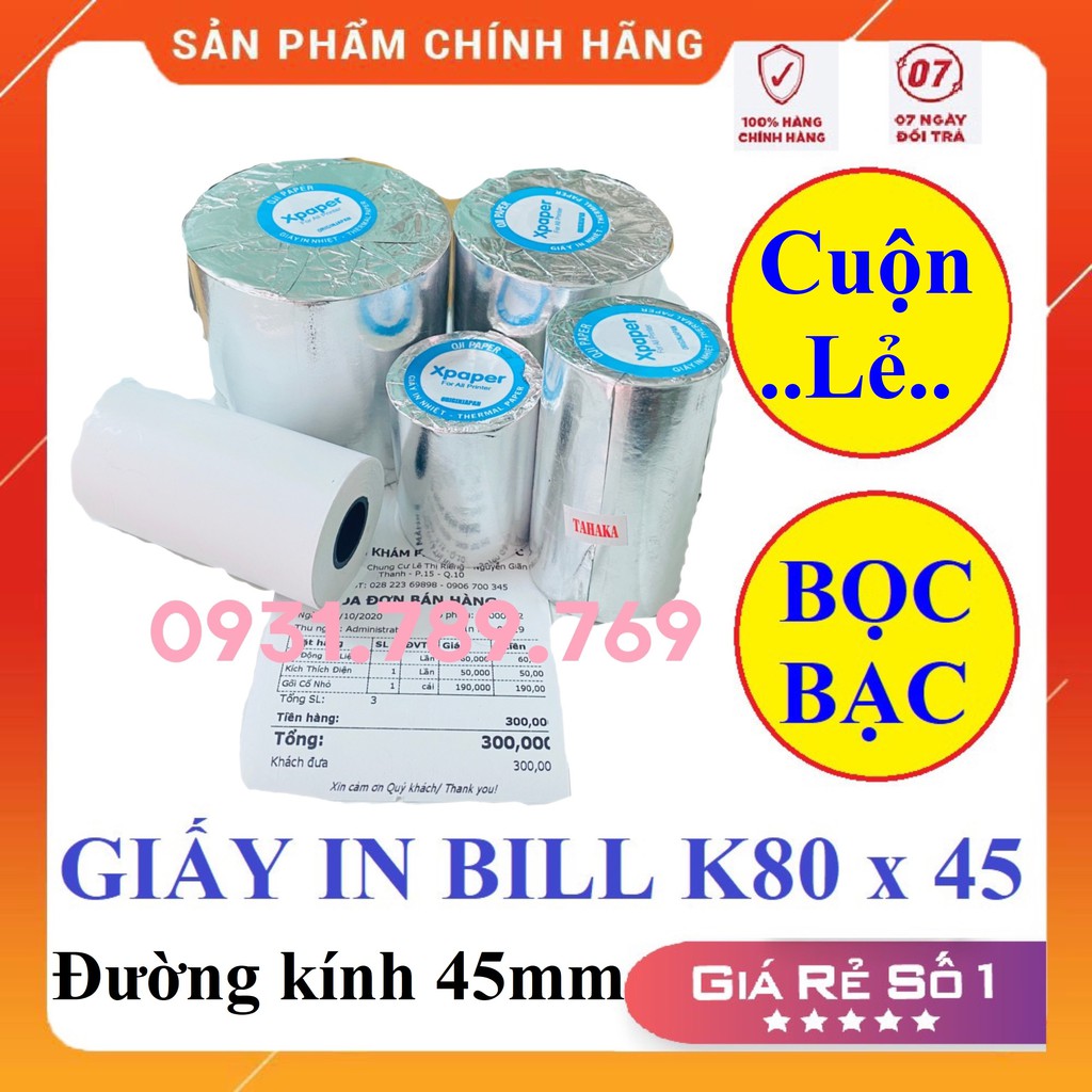 Giấy In Bill K80x45- Giấy In Nhiệt K80 - Giấy In Nhiệt - Giấy In Bill