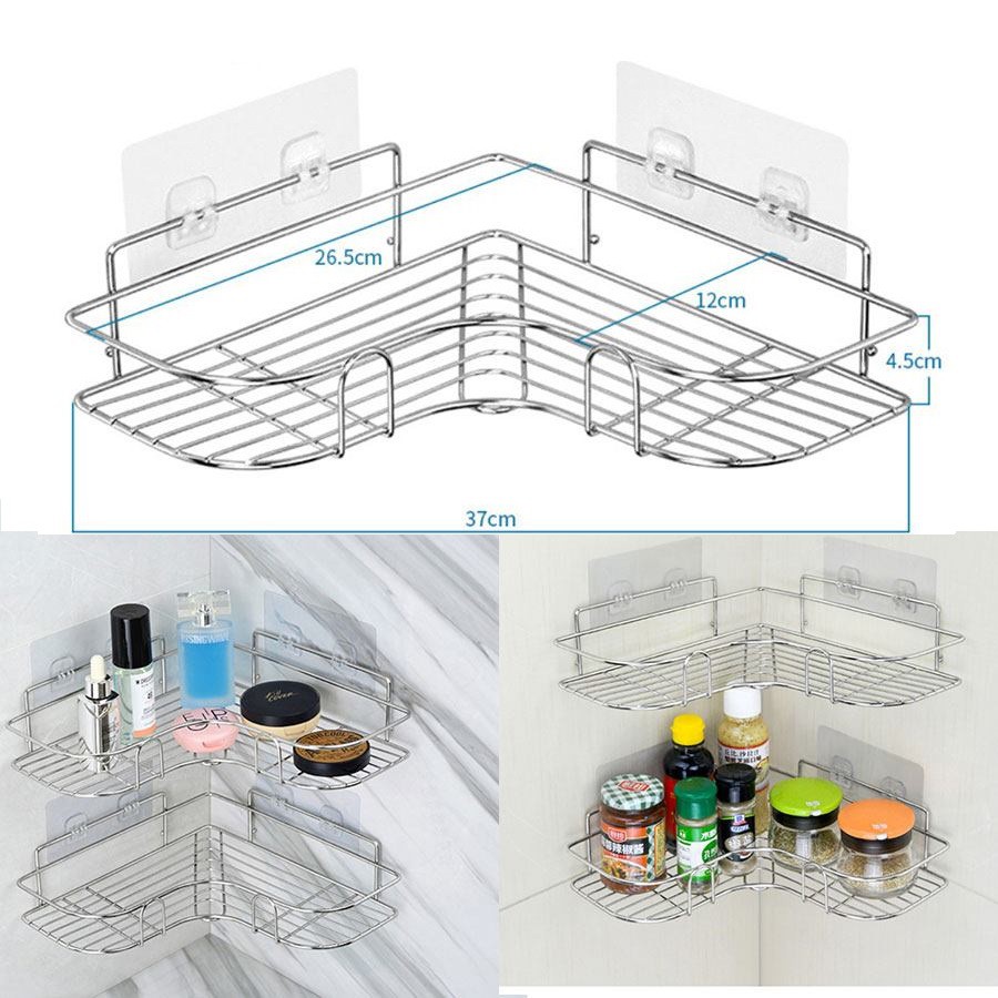 Kệ Góc Dán Tường INOX 304 Để Đồ Nhà Tắm Phòng Bếp Siêu Chắc - OENON