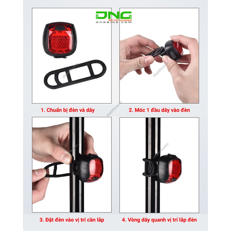 Đèn hậu xe đạp pin sạc XH-213, cường độ sáng 20 lumen