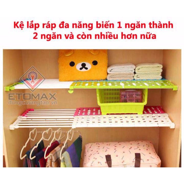 Kệ đa năng chia ngăn thông minh không cần khoan, bắt vít,chịu lực >>100kg.