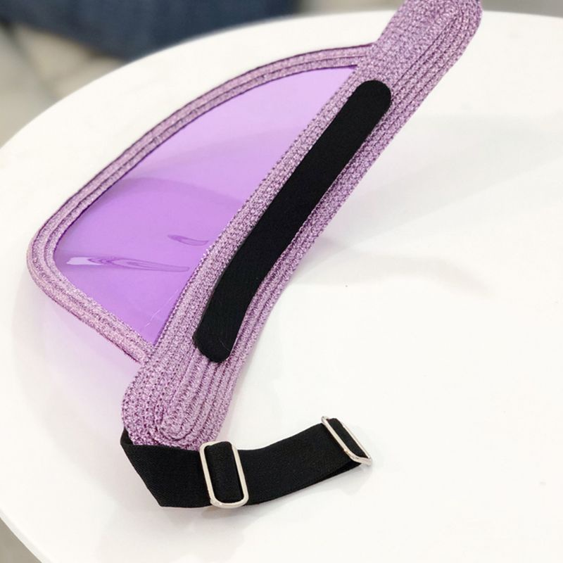 Mũ Che Nắng Hở Chóp Màu Trong Suốt Lấp Lánh Thời Trang Đi Biển Cho Nữ