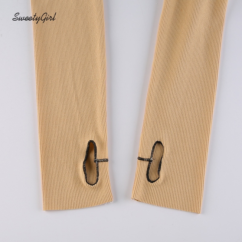 Áo Croptop Tay Dài Cổ Tròn Màu Sắc Tương Phản Thời Trang Dành Cho Nữ