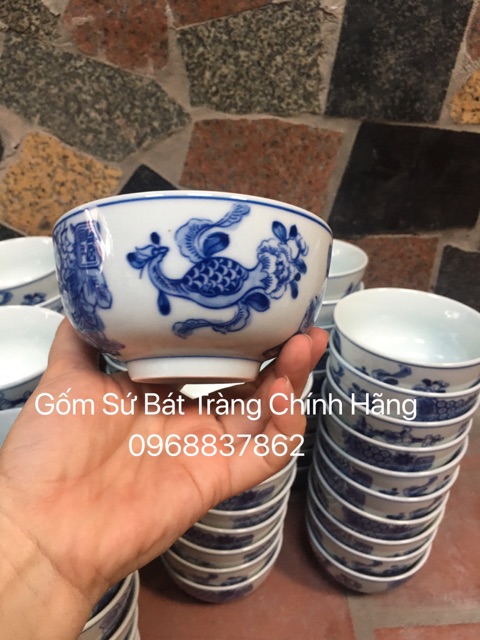 Bộ 10 bát cơm men lam tích cổ