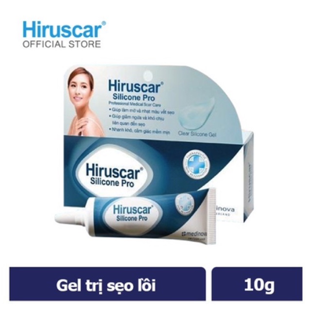 HIRUSCAR SILICONE PRO- GEL GIẢM SẸO LỒI, SẸO LÕM, SẸO TO PHÌ ĐẠI SAU PHẪU THUẬT TUÝP 4g/10g