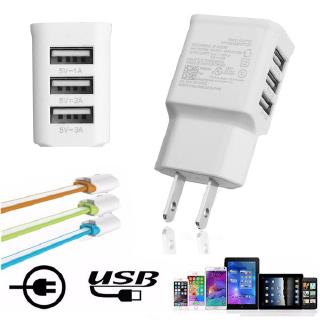 Adapter sạc AC 3 cổng USB thông dụng cắm tường sử dụng tại nhà / mang đi du lịch tiện lợi