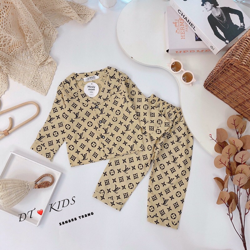 Bộ Pijama Đũi Dài Tay L.VV cho bé