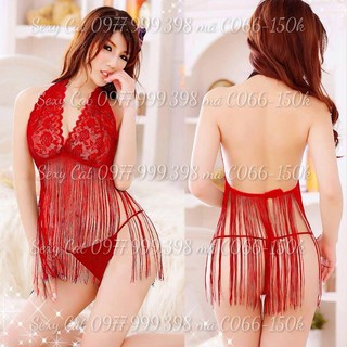 váy ngủ tua rua C066 đỏ