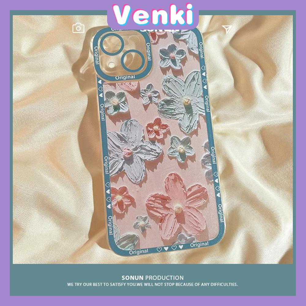 Ốp điện thoại silicon mềm khung vuông họa tiết hoa chống sốc thích hợp cho iPhone 11 13 Pro Max 12 Pro Max 7 Plus xr