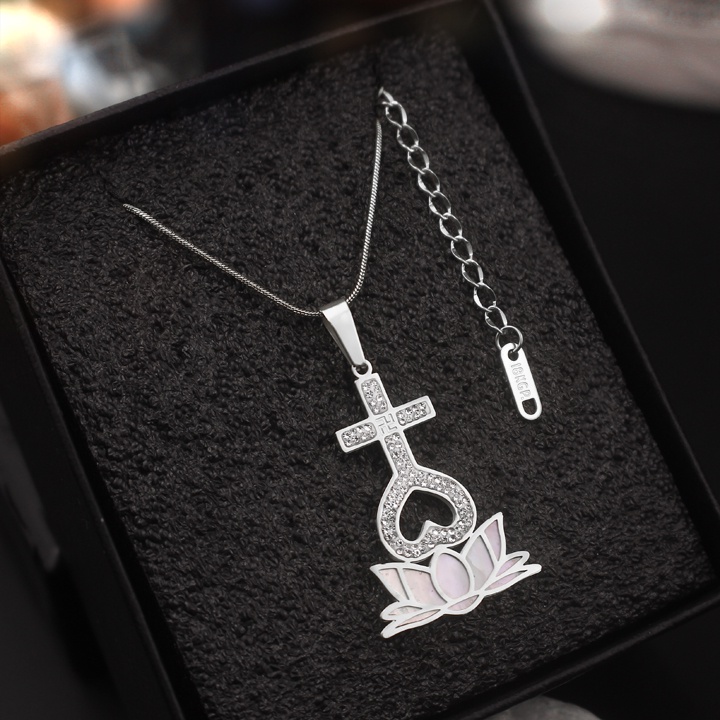 Dây chuyền Thiên Tâm cao cấp đế hoa sen đính full đá, cẩm xà cừ siêu đẹp, bền màu -Đem lại bình an may mắn cho người đeo