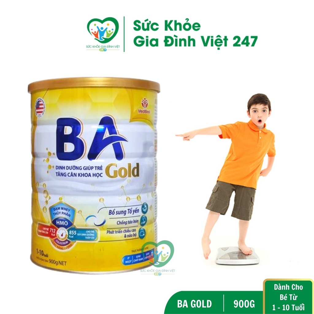 Sữa BA Gold - 900G Giúp Tăng Cân Chiều Cao Trí Não Tăng Miễn Dịch Tiêu Hóa Tốt - MẪU MỚI DATE MỚI suckhoegiadinhviet247