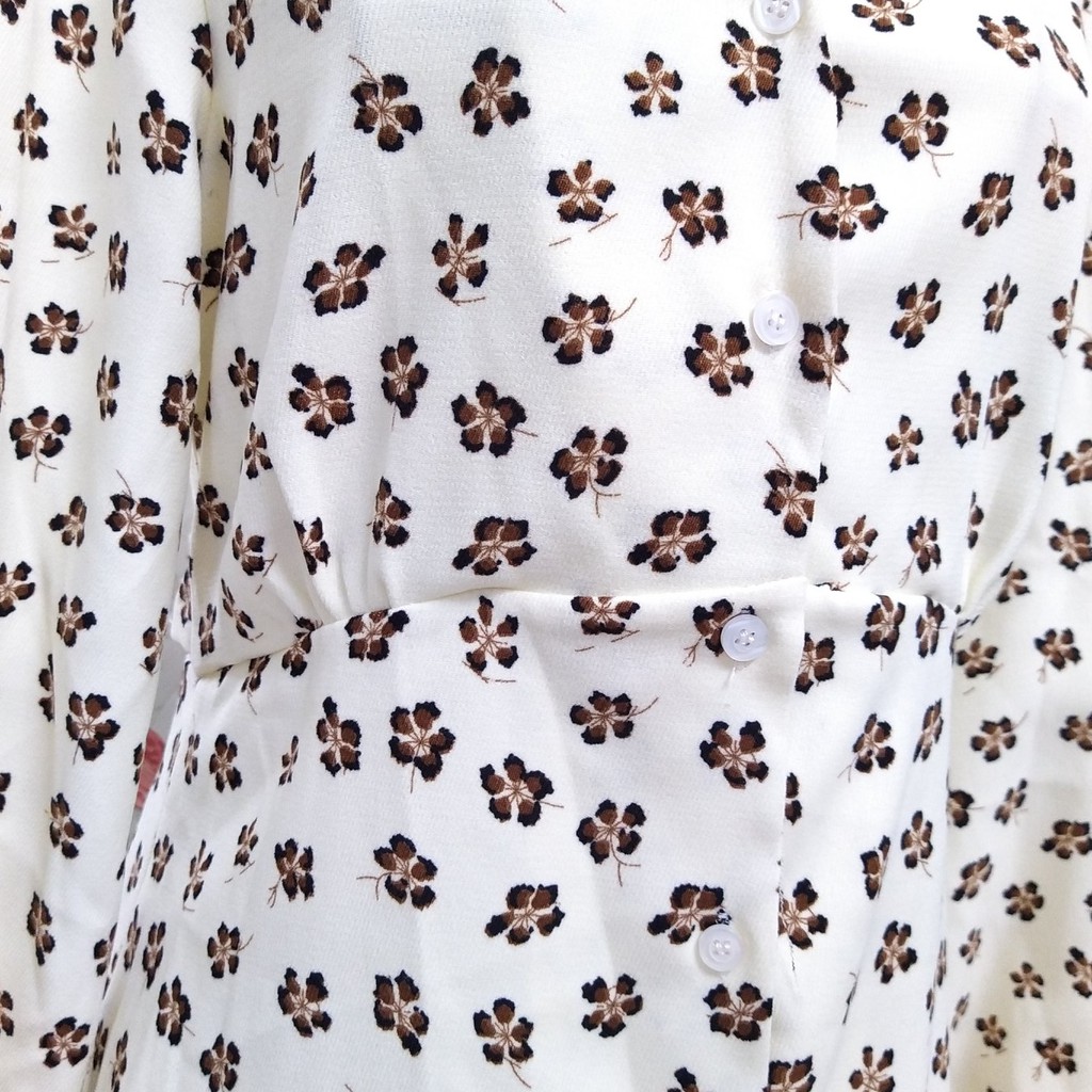 Váy nhung tăm họa tiết hoa phượng vỹ nâu | BigBuy360 - bigbuy360.vn